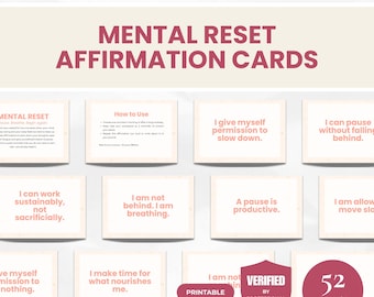 Positive Affirmations for Burnout | Mental Health Deck | Workplace Stress Relief | Therapy Resources | Digital Download