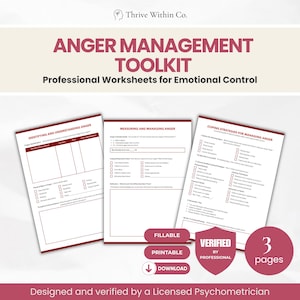 Hojas de trabajo de TCC para el manejo de la ira / Habilidades de afrontamiento, Registro de desencadenantes (PDF imprimible y rellenable)