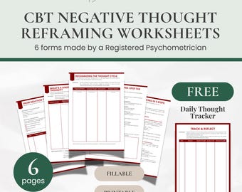 CBT Thought Reframing Worksheet for Adults | Cognitive Restructuring ...