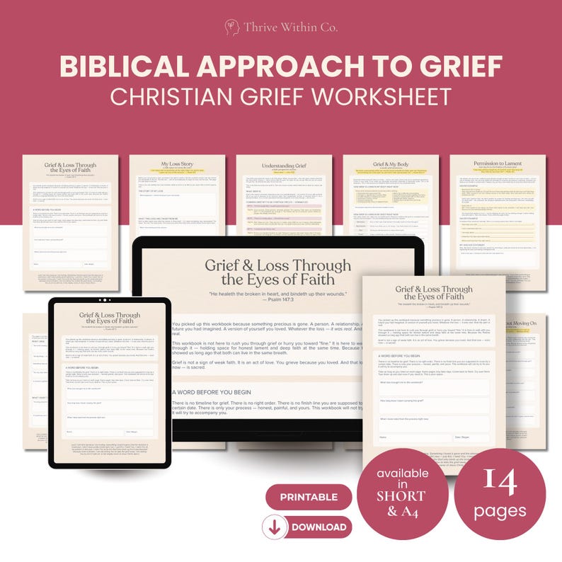 Christian Grief Support Worksheets | Biblical Loss Coping (14 Pages ...