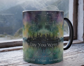 The Day You Were Born Custom Star Map Color Changing Mug, Personalized First Time Mom Mothers Day Gift,Constellation Chart Night Sky by date