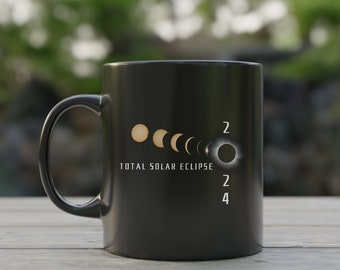 Solar Eclipse Coffee Mug, April 8 2024 Total Solar Eclipse Souvenir Gift, Path of Totality Celestial Tea Cup, Sun & Moon Astronomy Mug Gift