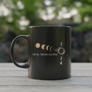 Solar Eclipse Coffee Mug, April 8 2024 Total Solar Eclipse Souvenir Gift, Path of Totality Celestial Tea Cup, Sun & Moon Astronomy Mug Gift