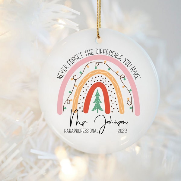 Custom Paraprofessional Christmas Ornament, Personalized Name & Year Thank You Gift, Para Appreciation Gift,End of School Year Keepsake Gift