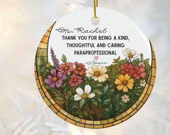 Personalized Paraprofessional Ceramic Christmas Ornament | Custom Name Keepsake, Para Appreciation  Thank You Gift, End of School Year Gift