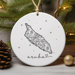 Aruba Christmas Ornament, Aruba Souvenir Gift, Cute Cruise Memento, Caribbean Porcelain Christmas Ornament, Aruba Island Holiday Decoration