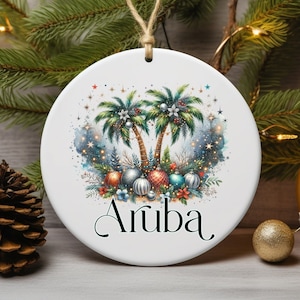 Aruba Christmas Ornament, Aruba Souvenir Gift, Cute Cruise Memento, Caribbean Porcelain Christmas Ornament, Aruba Island Holiday Decoration