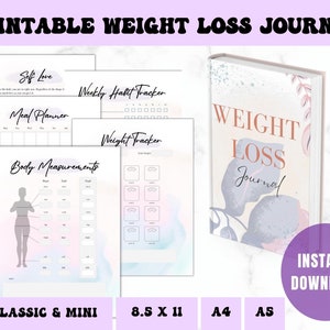 Weight Loss Tracker Planner, Printable Weight Loss Chart, Weight Tracker Fitness Planner, Health & Wellness Workout Planner, Meal Planner