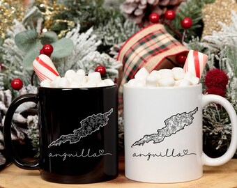Anguilla Souvenir Coffee Mug, Anguilla Heritage Ceramic Cup, Destination Wedding Caribbean Cruise Memento, Christmas Gift for Anguillian Mom