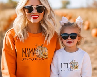 Mama Pumpkin Sweatshirt, Little Pumpkin Mommy and Me Outfits, Matching Toddler Outfit, Cute Thanksgiving Sweater, Kids Fall Halloween Gifts