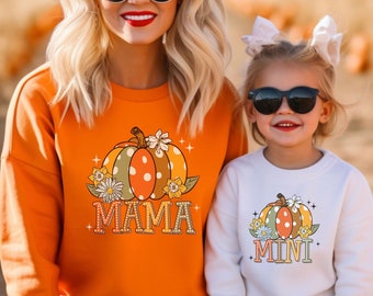 Mama Pumpkin Sweatshirt, Little Pumpkin Mommy and Me Outfits, Matching Toddler Outfit, Cute Thanksgiving Sweater, Kids Fall Halloween Gifts