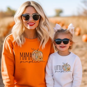 Mama Pumpkin Sweatshirt, Little Pumpkin Mommy and Me Outfits, Matching Toddler Outfit, Cute Thanksgiving Sweater, Kids Fall Halloween Gifts