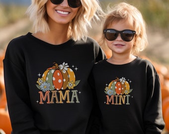 Mama Pumpkin Sweatshirt, Little Pumpkin Mommy and Me Outfits, Matching Toddler Outfit, Cute Thanksgiving Sweater, Kids Fall Halloween Gifts