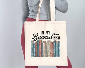 Read Banned Books Bookish Tote Bag, Library Tote Bag, In My Banned Era, Book Lover Boho Tote, Anti Ban Reading Books, Social Justice Gift