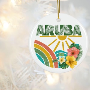 Aruba Christmas Ornament, Aruba Souvenir Gift, Cute Cruise Memento, Caribbean Porcelain Christmas Ornament, Aruba Island Holiday Decoration