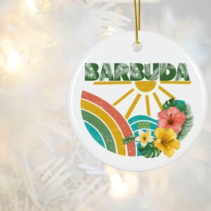 Barbuda Christmas Ornament, Antigua & Barbuda Souvenir Gift, Caribbean Porcelain Christmas Ornament,Barbuda Island Travel Holiday Decoration