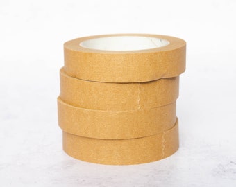 4-pack plain eco-friendly verpakkingstape | Bruin Kraftpapier | 50m lange | Zelfklevende | Recyclebare box sealing tape | Kraft Tape