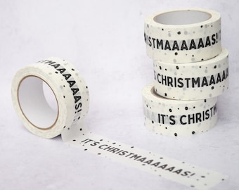 4 Pack It's Christmas Recyclable Tape Bundle, Christmas Paper Tape Design, Self Adhesive Tape For Festive Gift Wrapping