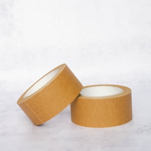 2 Pack Plain Eco-Friendly Packaging Tape | Brown Kraft Paper | 50m Long | Self Adhesive | Recyclable Box Sealing Tape | Kraft Tape