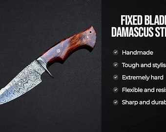 Damascus Knife handmade Premium Quality Hunting and Camping Tool with Walnut Wood Handle and Leather Sheath| Anniversary gifts  Gift for him