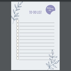 Minimal To Do List Printable, Simple Task List Template, Planner, Productivity,  A4/A5/Letter/Half, Printable & Fillable PDF