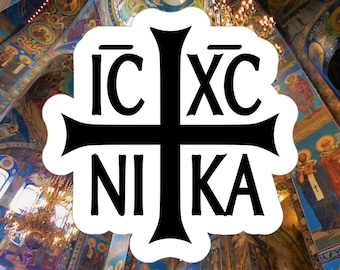 Adesivo opaco IC XC NIKA / Decalcomania per cristiani ortodossi