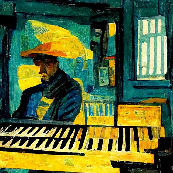Van Gogh Style Piano Art unique Digital AI Art - Etsy