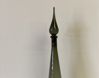 Genie Bottle! Large Mid Century Modern Empoli Italian Guildcraft Glass Genie Bottle, Decanter Glass Vase