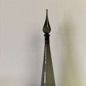 Genie Bottle! Large Mid Century Modern Empoli Italian Guildcraft Glass Genie Bottle, Decanter Glass Vase
