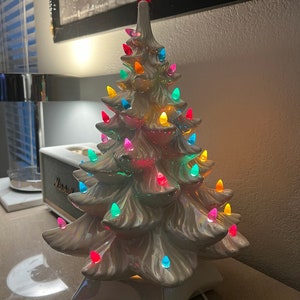 Stunning Vintage Iridescent Ceramic Christmas Tree with Colored or White Lights
