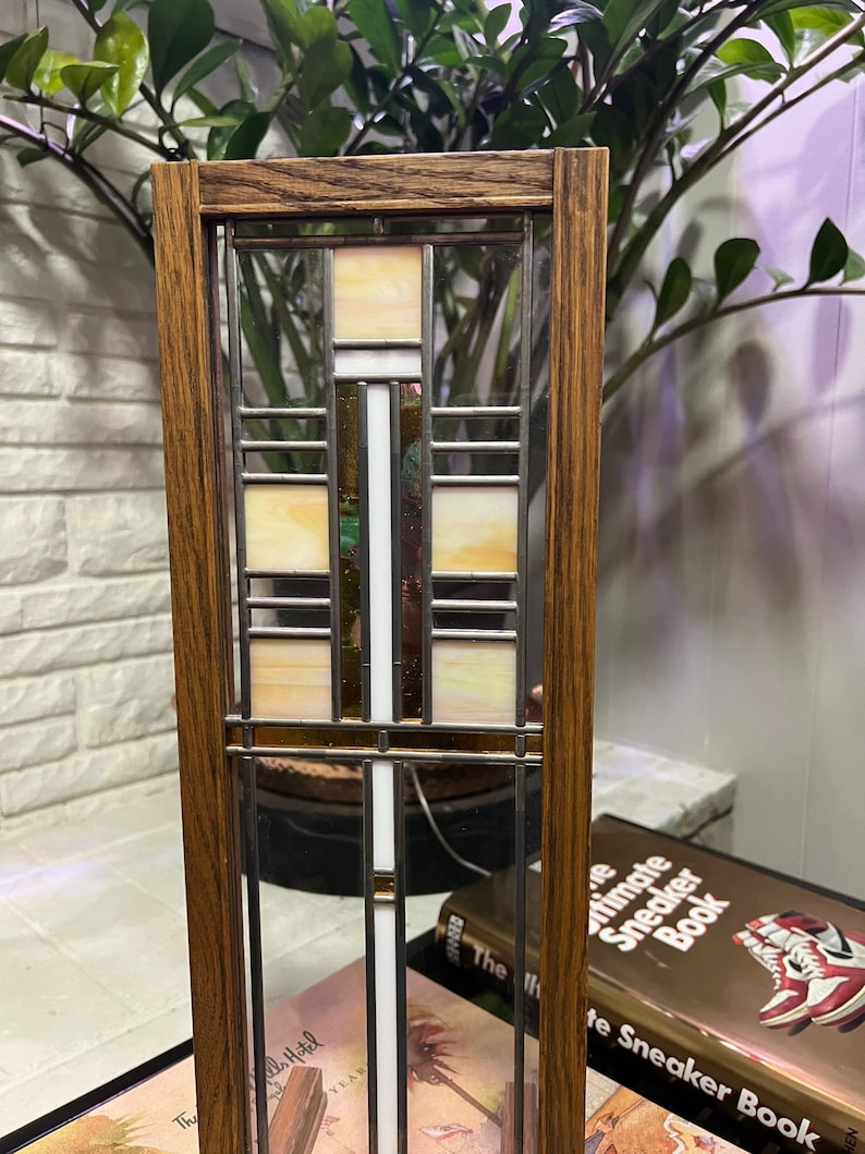 Vintage Frank Lloyd Wright Style Stained Glass Stand Etsy