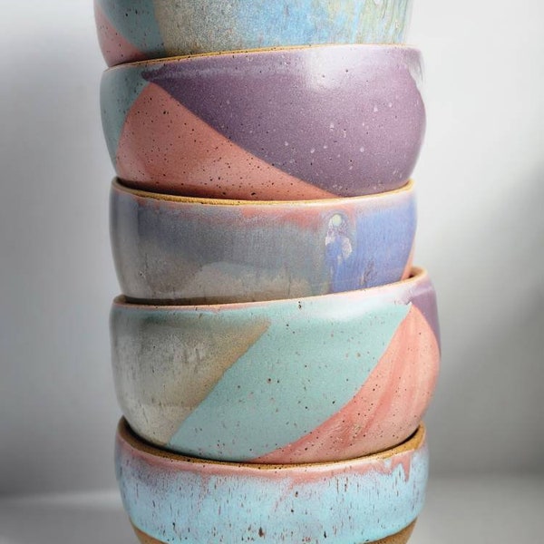 Rainbow series modern soup cereal bowl, handmade ceramic