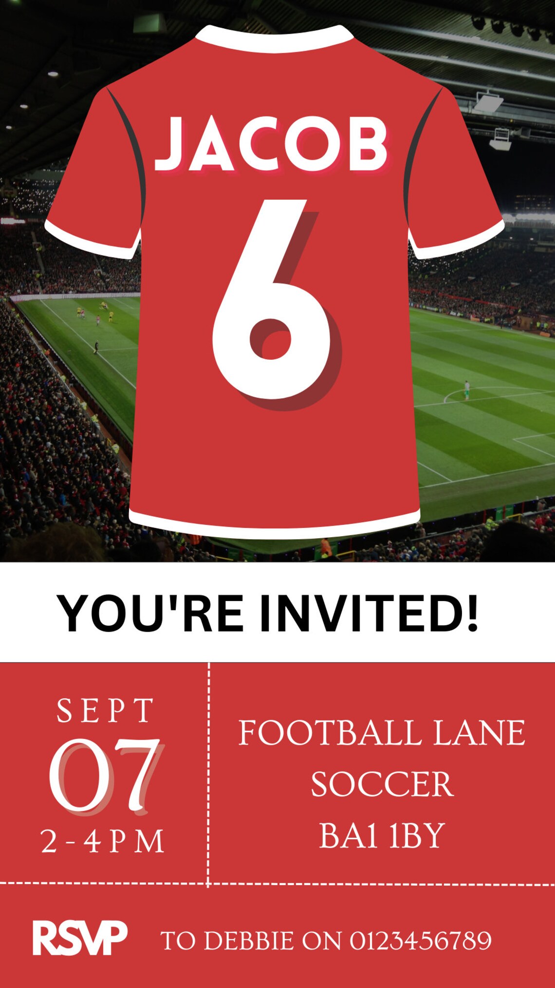 Digital Invite Soccer Football Manchester United FC, Liverpool FC