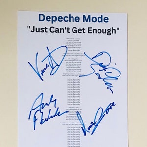Depeche Mode "Just Can't Get Enough" Signed A4 Lyric Sheet
