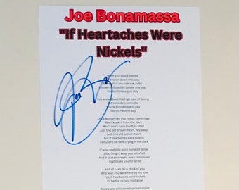 Joe Bonamassa Signed A4 Lyric Sheet