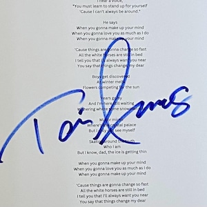 Tori Amos Autograph On A4 Sheet Inc COA