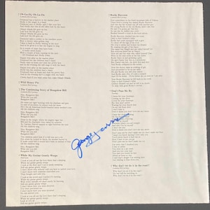 George Harrison Autograph Original Beatles On LP Insert Inc COA