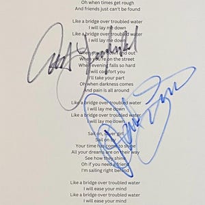 Simon and Garfunkel Autographed On A4 Sheet Inc COA
