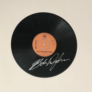 Disco de exhibición de vinilo LP autografiado de Bob Dylan