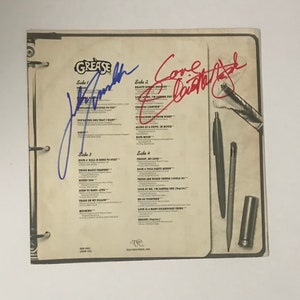 Olivia Newton and  John John Travolta Autograph On Grease LP Inner Sleeve Inc COA