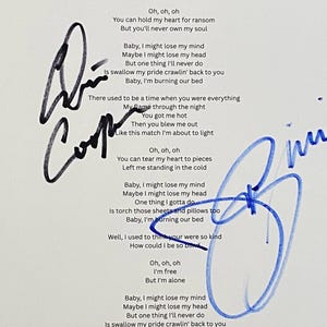 Autografo di Alice Cooper e Joe Satriani su foglio A4 con certificato di autenticità