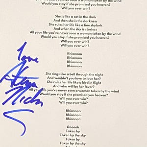 Stevie Nicks Fleetwood Mac Autograph On A4 Sheet Inc COA
