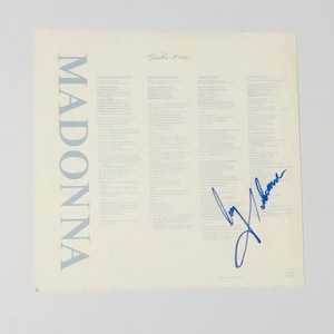 Madonna Autograph On LP Inner Sleeve Inc COA