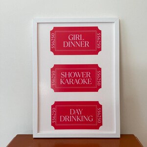 A4 Mädchen Dinner Ticket Print