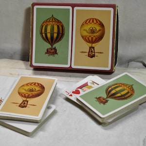 Vintage Fournier Playing Cards Deck-Double Deck Plastic Coated Made In Spain-Standard Card Decks-Balloon Design