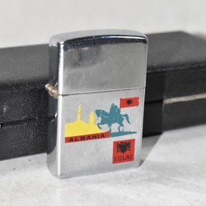 Vintage Albania Souvenir Lighter: Collectible Balkan Eagle Emblem