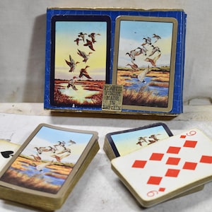 Vintage Kunststoff-Finish Made in Großbritannien Spielkarten Decks-Flying Ducks Design-Waddingtons Feine Spielkarten