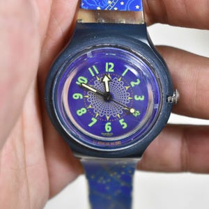 1992 Navy Blue Swiss Made Swatch Scuba Watch, Swatch Scuba 90s - Vintage Swatch Constellation Pattern Quartz Watch -Swiss AG 1992 Swatch