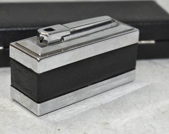 CHRONEX 3000 Table Lighter in Case Made in W. Germany Leather & Metal-Tobacco Tobacciano Cigarette Lighter(Not Working,Parts or Repair)
