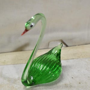 Vintage Collectible Made In Italy Home Decor,Decoration Gift Murano-Shape Of Swan,Green Murano
